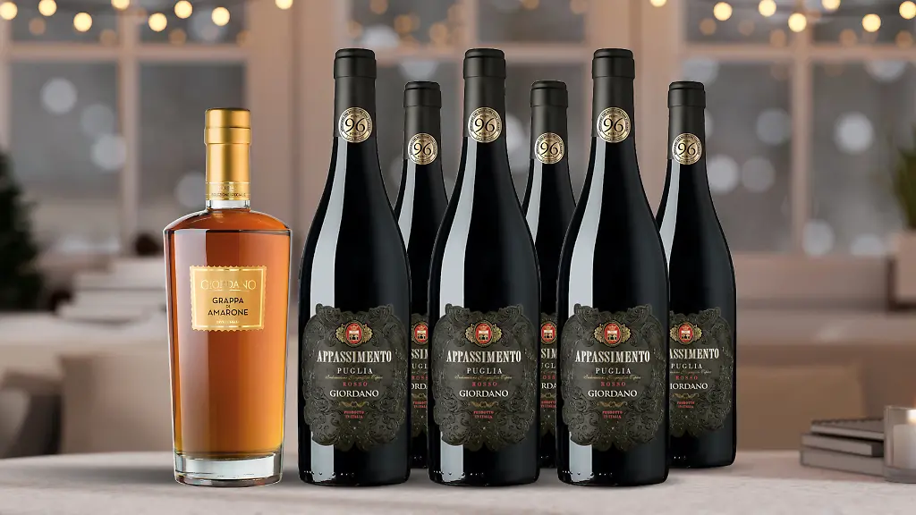 Sechs Flaschen ausgezeichneter Rotwein mit Grappa di Amarone für nur 36 Euro